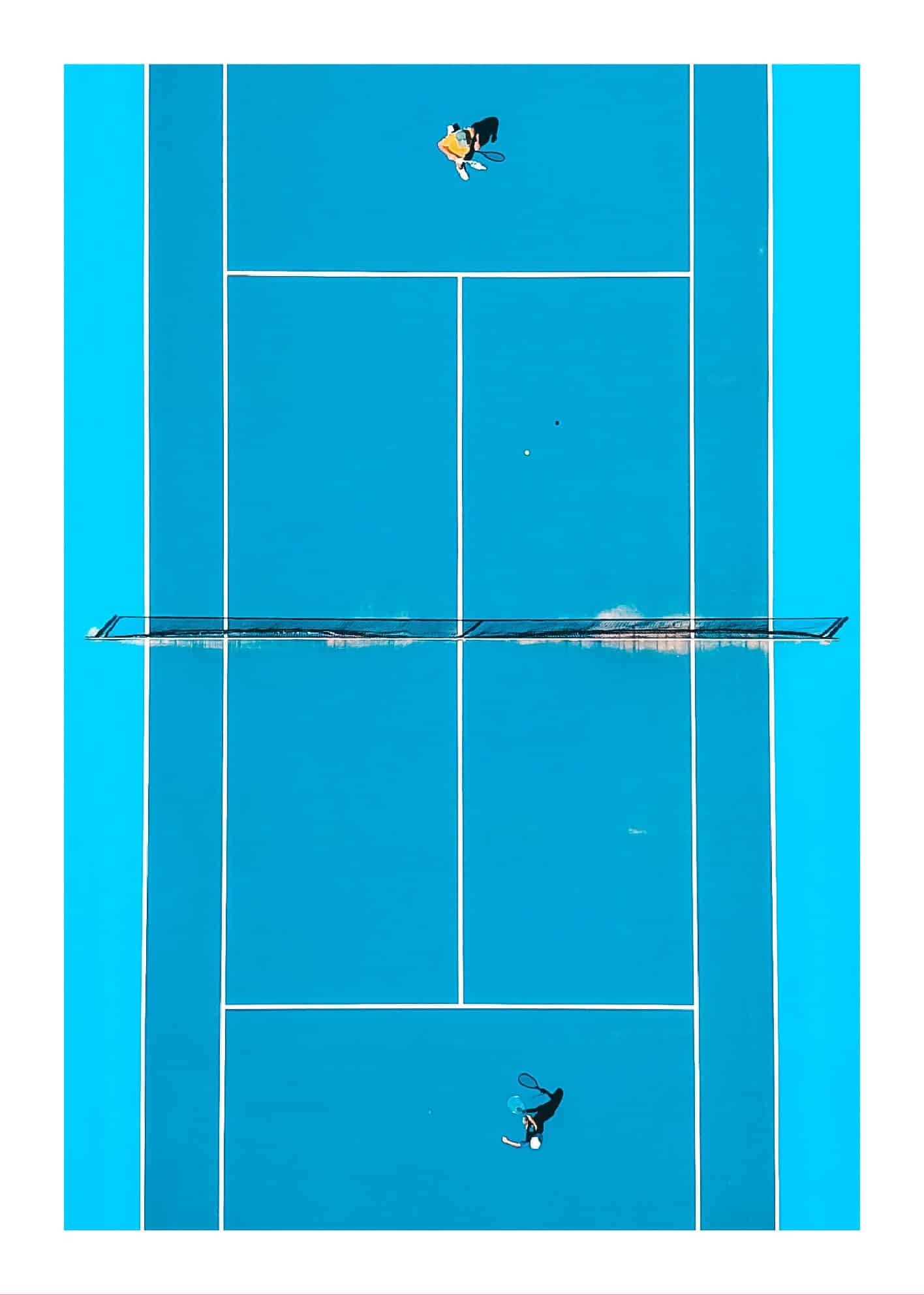 Blå tennisbana poster