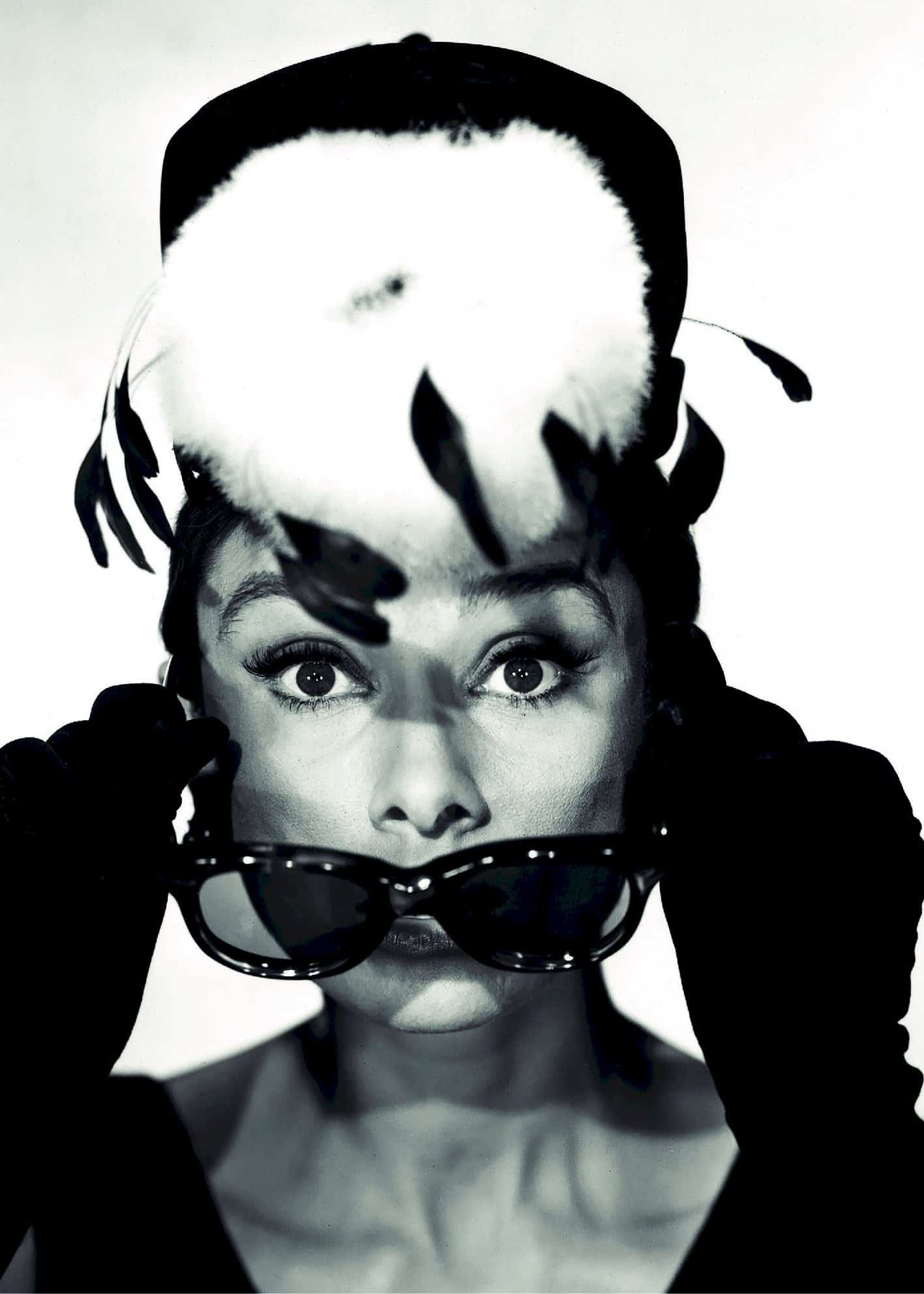Audrey Hepburn med fjäderhatt poster
