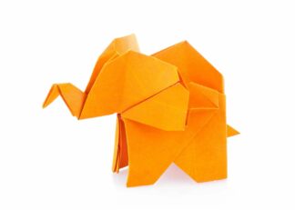 Orange origami elefant poster
