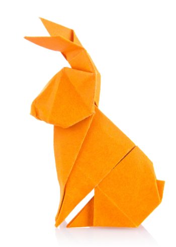 Orange origami kanin poster