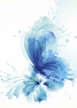 Blå fjäril i vattenfärg poster