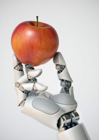 Robothand med äpple poster