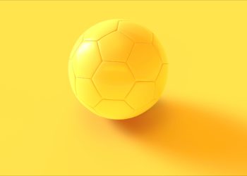 Gul fotboll i 3D poster