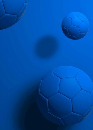 Blå fotbollar i 3D poster