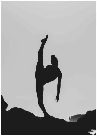 Gymnast siluett svartvit poster