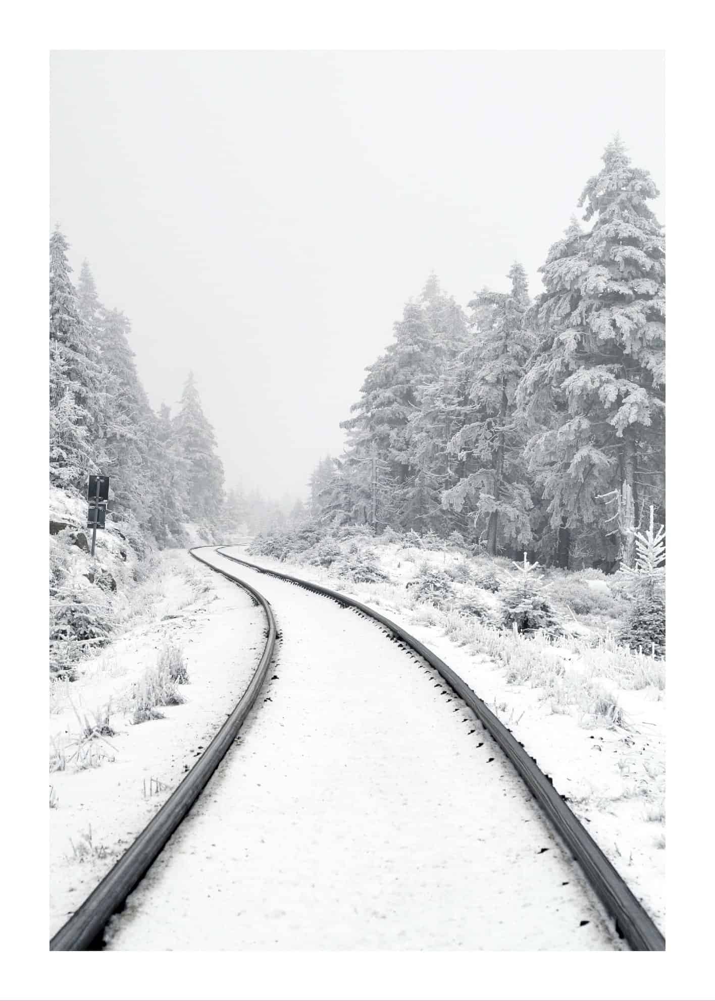 Snöig tågräls poster