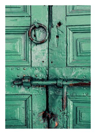 Gammal grön dörr poster