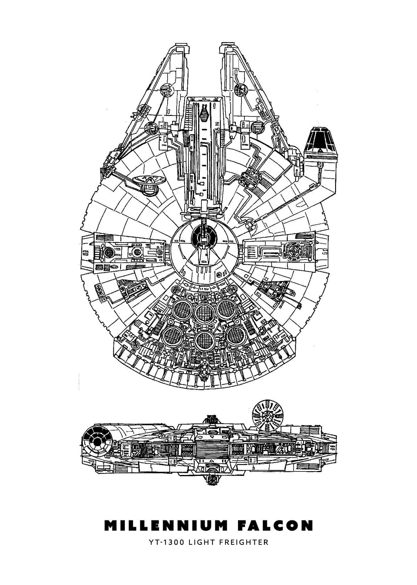 Millennium Falcon ritning poster
