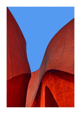 Röd arkitektbyggnad poster